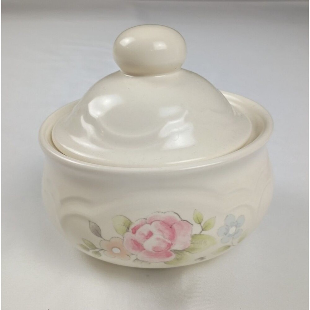Vintage Pfaltzgraff Tea Rose Sugar Bowl with Lid Stoneware Made in USA